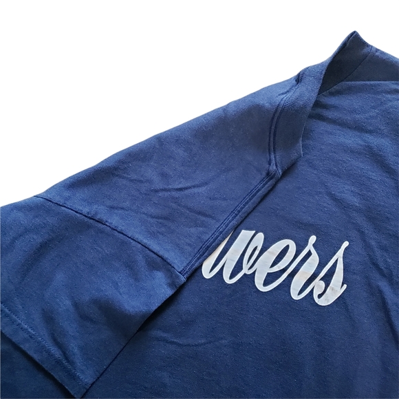 Brewers Jersey Shirt Baseball Fruit of the Loom Large Navy Blue Short Sleeve - Picture 5 of 6